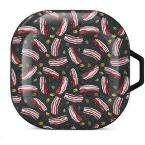 Pork Bacon Olijven En Kappertjes Oordopjes Hoesje Compatibel met Samsung Hard Shell Beschermhoes Zwart-Stijl