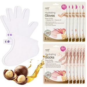 Epielle Hydraterende hand- en voetmaskers (Glove & Socks 12pk) voor droge hand, droge en gebarsten hiel | Spa Day | Karitéboter + Jojoba-olie + vitamine E, schoonheidscadeaus voor Moederdag