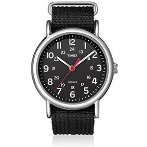 Timex Unisex quartz horloge voor weekendje weg, met analoog display en nylon riem, Zwart/Zwart, armband, Zwart/Zwart, armband