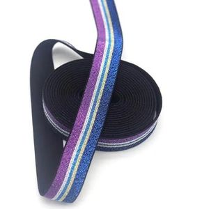 Glitter rubberen elastische band 25 mm kleurrijke streep singels tailleband DIY handgemaakte naaien hoofdtooi kleding tas accessoires-paars-25mm-1M