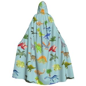 GSGCSBYMLG Cartoon Dinosaurus Afbeeldingen Gedrukt Volwassen Hooded Mantel Unisex Volwassen Lange Cape Gewaad Halloween Kerst Kostuum