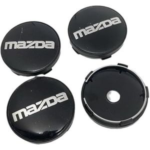 4 stuks auto wieldoppen voor Mazda MX-5 60mm auto wielnaafdoppen vervangende sticker B zwart