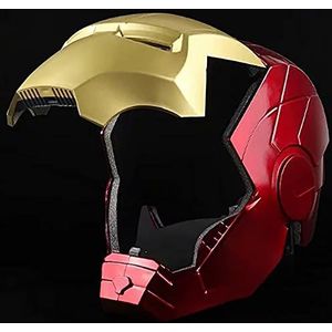 PRETAY Spiderman Mask with Lights Iron Man Headpiece Party Performance Props for Carnival and Halloween Glowing Creative Kids Glow Helmet Toy Iron Man (Color : Red, Size : L(55CM))