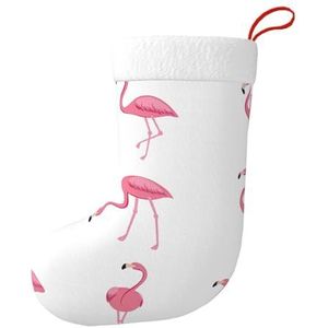 Aubnva Flamingo's Op Witte Print Kerst Kous 17.7 inch Feestelijke Decor Voor Xmas Familie Bijeenkomsten Party Gunsten