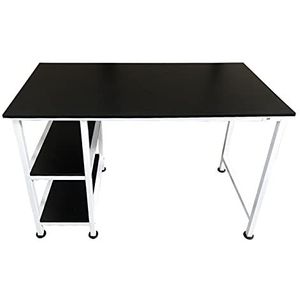 Bureau computer tafel - met opbergplanken - 110 cm breed - wit zwart