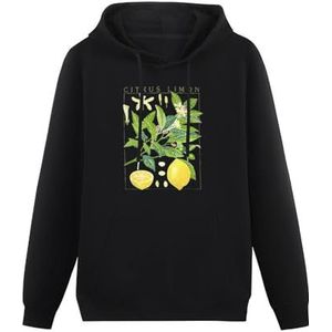 1Pcs Citrus Limon Men O Neck Hoodie Sweatershirt Long Sleeve Lemon Hoody Botanical Garden Plant Print Art Botany Bloom Fruit Flower Growfishing Men's Hooded with Pocket L