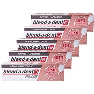 5 x Blend a dent Plus Premium hechtcrème, kruimelbescherming, 40 g voor volledige en gedeeltelijke prothesen