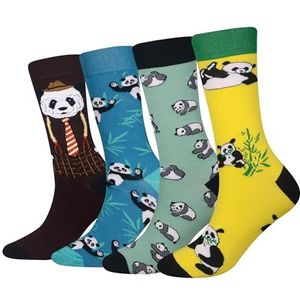 Cansok Heren Dier Reuzenpanda Nieuwigheid Crew Kuit sokken Pak van 4