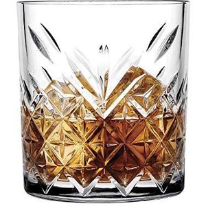 Pasabahce 52810 Whisky Glass Tumbler Timeless in Crystal Design, hoogte 8,3 cm, 205ml, 6 stuks, retro design