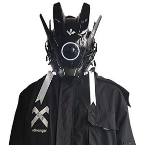 Punk masker helm cosplay voor mannen, futuristische punk techwear, Halloween cosplay fit muziekfestival (kleur: wit, maat: 30 x 19 cm)