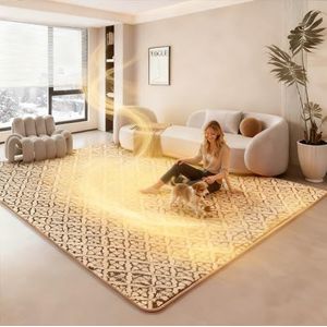 Grafeen verwarmde vloermat, waterdicht leren elektrisch verwarmingstapijt met temperatuurregeling, 12 uur timer, verwarmingsmat voor onder het bureau, voor thuis(100 * 150cm)