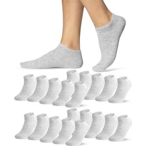 10 Paar Sneakersokken Heren 39-42 Dames Enkelsokken Grijs Katoen