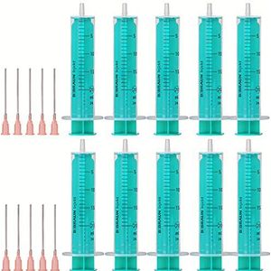 MedixX 10 stuks spuitset met stompe naalden, verschillende maten voor hobby en doe-het-zelf, spuiten afzonderlijk steriel verpakt (10 x 20 ml spuit en 10 x naalden)