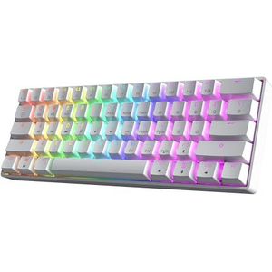 HK GAMING GK61 SE 60% mechanisch gamingtoetsenbord, 61 toetsen, multi-color RGB led-achtergrondverlichting voor PC/Mac gamer, Amerikaanse lay-out (wit, mechanisch bruin)