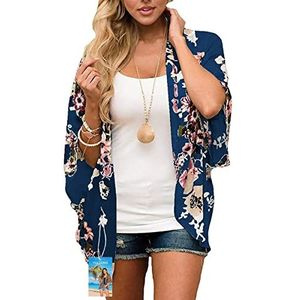 YULOONG Womens Cover Ups Chiffon Bloemenprint Kimono Losse Sjaal Vest Boho Zomer Casual Blouse Top Sexy Strand Badmode Capes