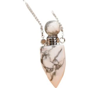 Healing Amethyst Quartz Parfumfles Hanger Ketting for Vrouwen Facet Stone Bullet Essentiële Olie Flacon Sieraden Cadeau (Color : WhiteTurquoise)