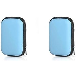 2 set Oortelefoon Carry Case Bedrade Headset Opbergdoos Opladen Organizer Multifunctionele Bescherming Pouch Outdoor Office Reizen Blauw