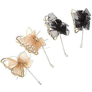 Haar clips 4 stks Klauw Elegante Klauwen Accessoires Klemmen en met Haar voor Vang Clip Kwastje Vlinder Grote Kleur Clips Meisjes Mesh Styling Klem Diverse Kaak Metalen Vrouwen Vlinders