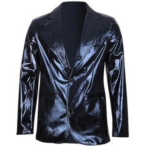 Gouden Herenjas Uit Jaren 80 Nachtclubpak Elegante 2-Knops Ballroomoutfit Slanke Blazer Broek Disco Outfit Halloween Kostuum Cosplay Feestnachtclubkostuum(BlazerBlack,XXXL)
