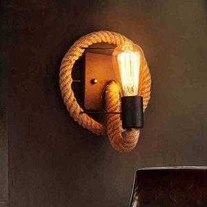 Vintage Rope Muurlampen Loft creatieve persoonlijkheid Edison Iron Industrial Lamp For Kitchen Dining Room Living Room Decoration wandkandelaar (Design : A)