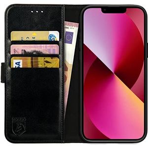 Rosso Element Book Case Wallet Hoesje Geschikt voor voor iPhone 13 | Portemonnee | 3 Pasjes | Magneetsluiting | Stand Functie | Zwart