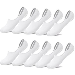 YouShow Sneakersokken voor dames en heren, 10 paar enkelsokken, onzichtbaar, uniseks, 10 x wit, 35-38 EU