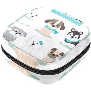 Maandverband opbergtas, vrouwelijke product zakjes draagbare periode kit tas voor meisjes vrouwen dames mooie hond collectie-01, Meerkleurig, 4.7x6.6x6.6 in/12x17x17 cm