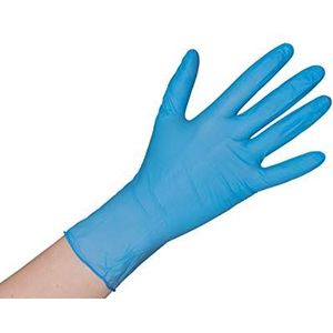 Nitril handschoenen poedervrij blauw 100 stuks maat S - XL wegwerphandschoenen nitril wegwerphandschoenen zonder latex, Gr. L, blauw, 0