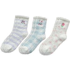 BOSREROY Dikke schattige pluizige sokken voor meisjes zachte gezellige 3 paar winter slapen bloemen sokken slipper, Meerkleurig, One Size