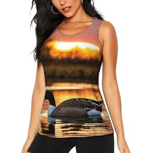 OAZCVBNN Loon Natuur Vogel Print Hot Zomer Mouwloze Tops Atletische Tank Tops Gym Actieve Levensstijlen Casual Uitjes, Zwart, S