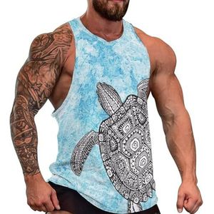Hand Draw Wit Grijs Schildpad Mannen Tank Top Grafische Mouwloze Bodybuilding Tees Casual Strand T-Shirt Grappige Gym Spier