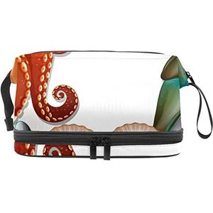Grote capaciteit reizen cosmetische tas,Make-up tas,Waterdichte make-up tas Organizer, Set van verse zeevruchten, Meerkleurig, 27x15x14 cm/10.6x5.9x5.5 in