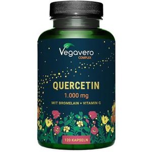 Quercetine Bromelaïne Complex hooggedoseerd | 1000 mg dagelijkse dosis | 15:1 extract | met acerola & 35:1 piperine | 120 capsules | in laboratorium getest van Duitse productie door Vegavero®