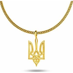 d'origine Oekraïne driepuntige wapenketting, Oekraïense vlaggenketting, Oekraïne driepuntige ketting, Oekraïense sieraden, Oekraïense wapensieraden voor heren