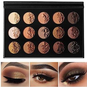 Nude Gold Oogschaduwpalet, natuurlijke naakte smokey, warm neutraal, 15 tinten, ecofavor ultraverblindend, hoog gepigmenteerde mat, glanzend, lang houdend, waterdicht, oogschaduw, reisformaat make-up