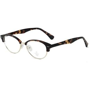 moomoobird Fashionbril met blauwlichtbescherming, TR90-metalen frame, kleine brilmonturen voor dames en heren, luipaard gouden frame