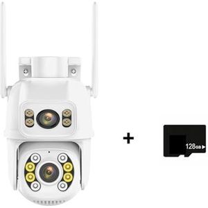 Bewakingscamera, Dual Lens PTZ-camera 8MP 4K Bewakingscamera Dual Screen Beveiliging Portection Auto Tracking 1080P Beveiliging CCTV Cam(8MP With 128GB)