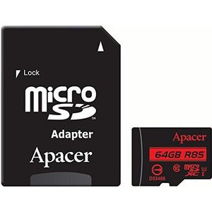 Apacer microSDXC UHS-I U1 Class10 64GB microSDXC UHS-Klasse 10 Geheugenflits - Memoir Flash (64GB, SDXC, Klasse 10, UHS-I)