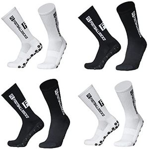 Grip voetbal, 4 paar voetbalsokken, loopsokken, maat 39-46, voor heren en jongens, anti-slipsokken, ademend, sneldrogend, voor voetbal, basketbal, hardlopen, wit