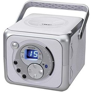 Jensen CD-555 Bluetooth Portable Music System - CD Player & FM Radio (Silver)