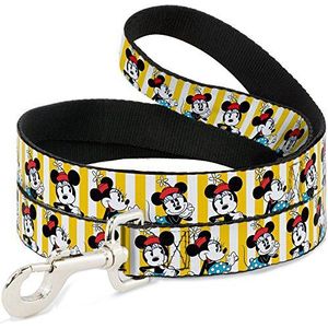 Disney Minnie Mouse W/Hat poses Streep Geel/Wit Hondenriem 0.5"" breed, 6' lang, Multicolor