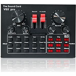 geluidsconsole, Professionele audiomixer USB 5.0 audiogeluidskaart externe headsetmicrofoon webcast live-uitzending adapter gamemuziek(V8xpro)