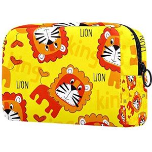 Cutee Cartoon King Lion Print Reizen Cosmetische Tas voor Vrouwen en Meisjes, Kleine Make-up Tas Rits Pouch Toiletry Organizer, Meerkleurig, 18.5x7.5x13cm/7.3x3x5.1in, Mode