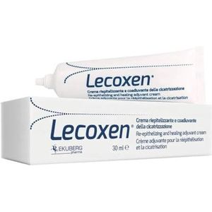 Lecoxen crème re-epithelizing en genezing adjuvans. Voor littekens en elke vorm van wond, voorkomt de vorming van keloïde. Met plantaardige extracten. 30 ml