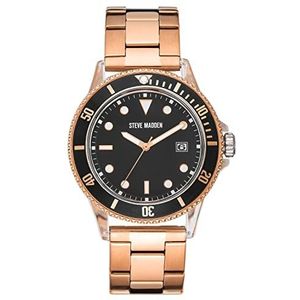 Steve Madden Unisex datum functie armband horloge, rosegoud/Zwart, ONESZ, armband