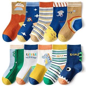 FedMois 10 paar kinderen sokken katoen dikke winter sokken, astronaut en dinosaurus, maat 23-26