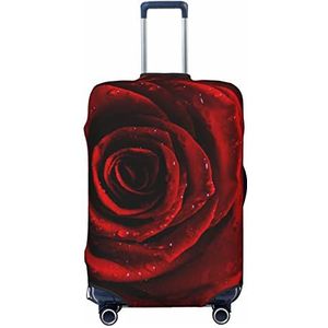 WOWBED Rode roos bedrukte kofferhoes elastische reisbagagebeschermer past op bagage van 18-32 inch, Zwart, M