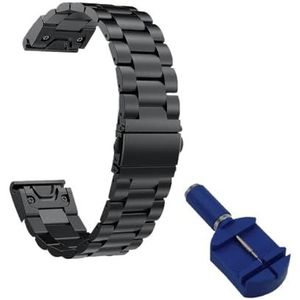 Fit for Garmin Fenix ​​7X7 7S 6 6S 6X Pro 5X5 5S Plus Epix 2 MK2 Roestvrij Stalen Armband QuickFit 20/22/26mm Metalen Horloge Band Strap (Color : Black 1, Size : 26mm Fenix 6X 6XPro)
