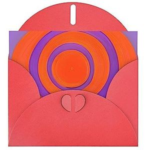 Oranje cirkel centrum wenskaart, blanco wenskaart met envelop, &16 x 10,5 cm, voor afstuderen, bruiloft, feest, bedankt