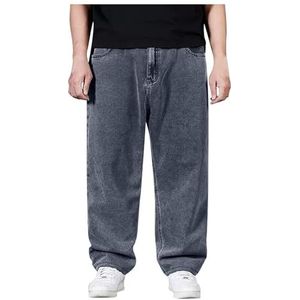 Heren Baggy Jeans Hiphop Losse Pasvorm Vintage Cargo Broek Mode Jeans Tienerjongens Skateboard Broek Stretch Comfortabele Heren Jeans Streetwear(Grey,48)